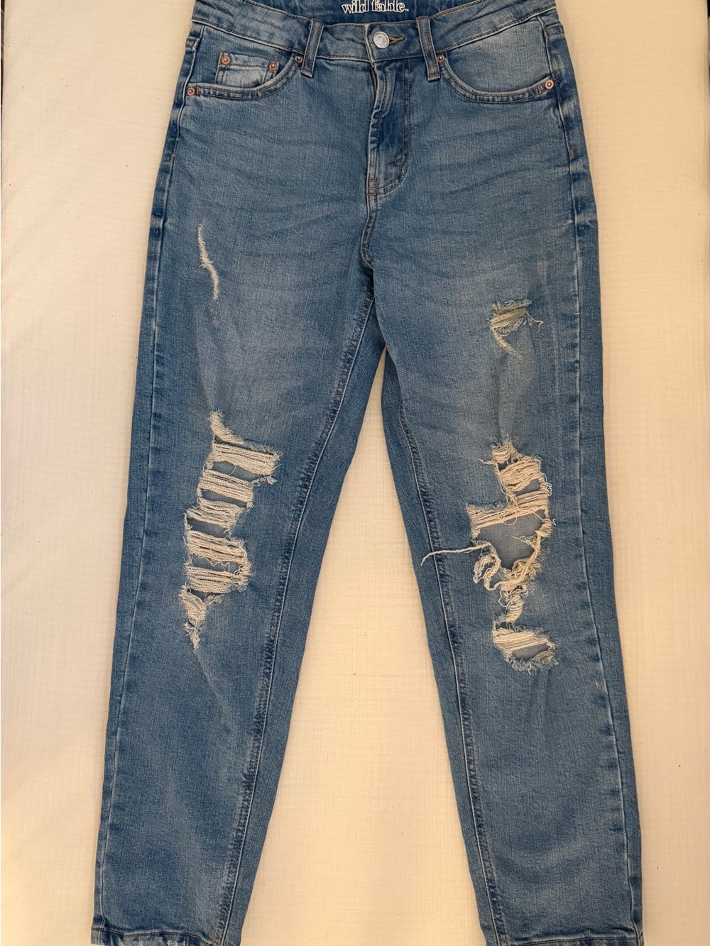 Wild Fable Distressed High-Rise Mom Jeans - Blue